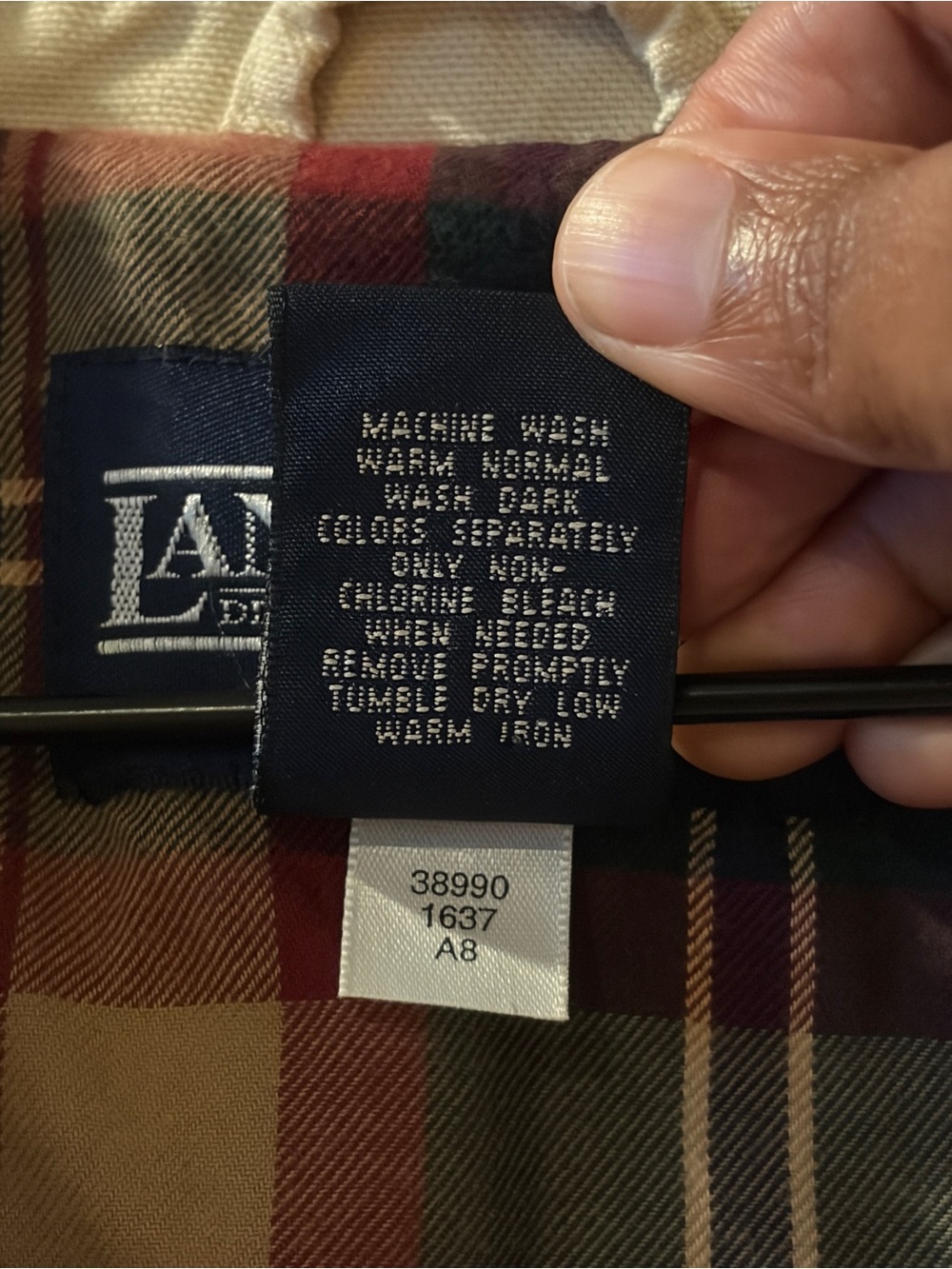 VTG Lands End Chore Jacket Mens XL Tall Tan Cotton Canvas Plaid Lined Gorpcore - Picture 8 of 15